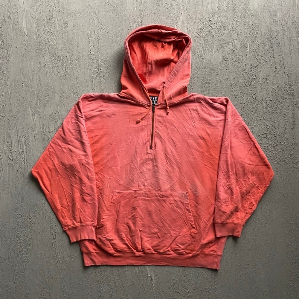 Vintage Gap 1/4 Zip Hoodie Mens Medium Pink 90s blank